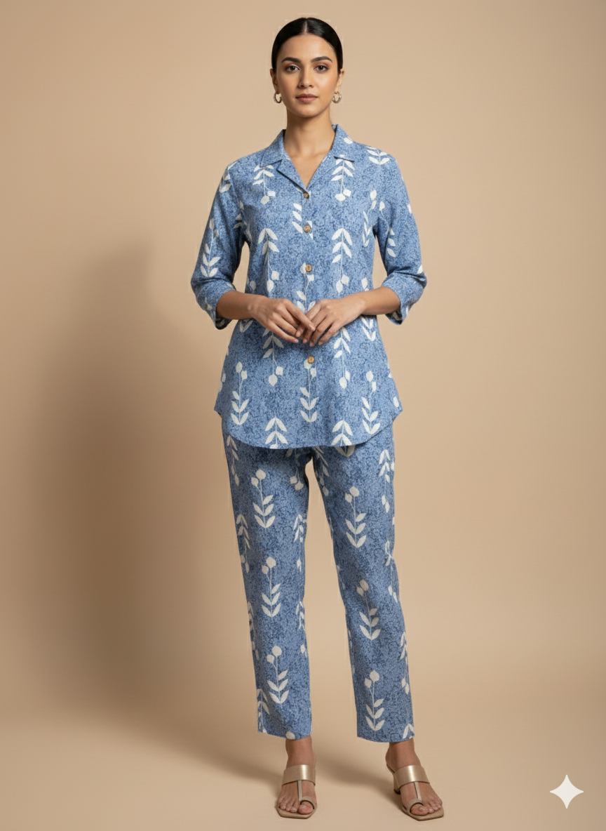 Blue Handblock Print Co-ord Set