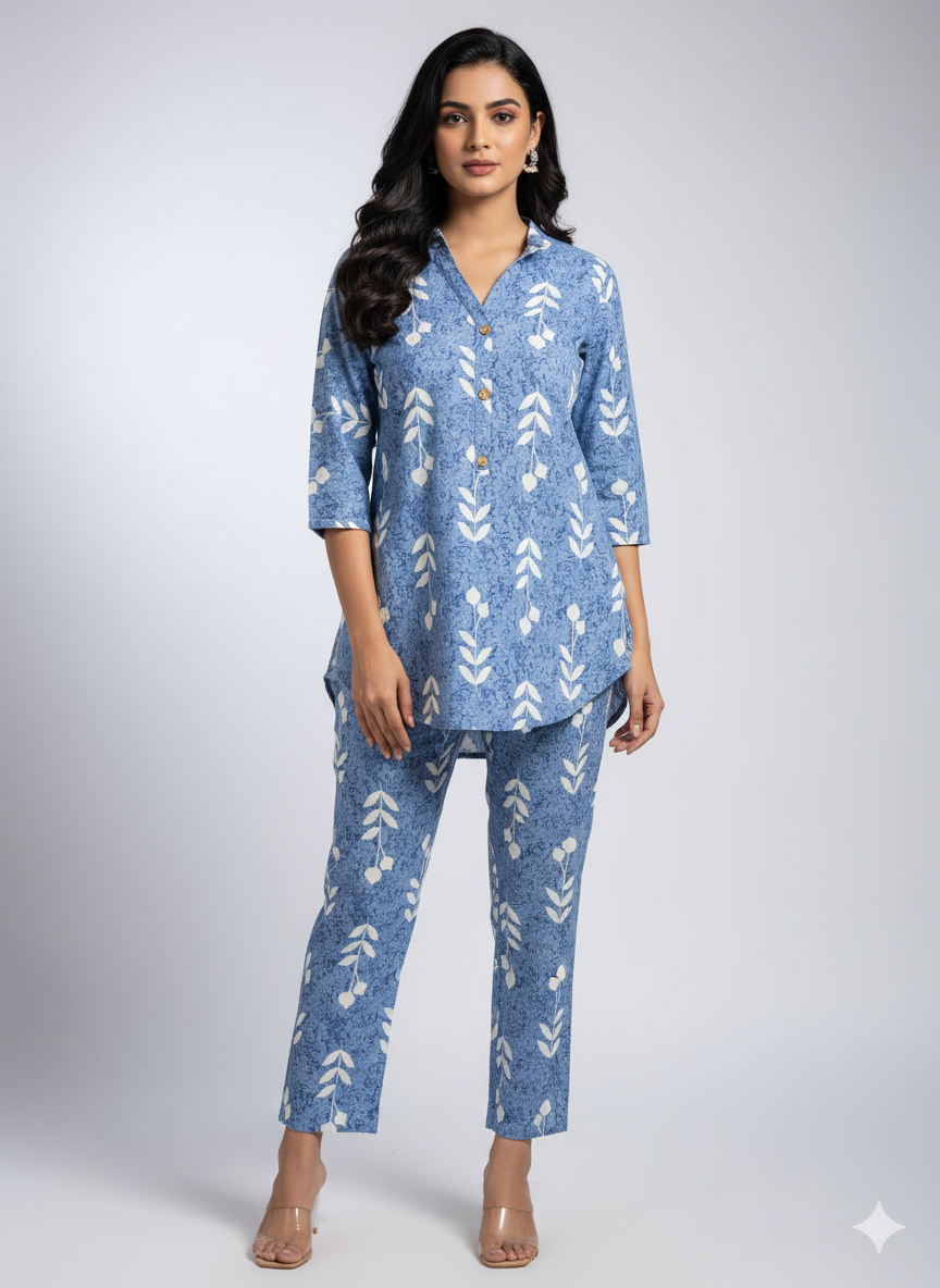 Blue Handblock Print Co-ord Set