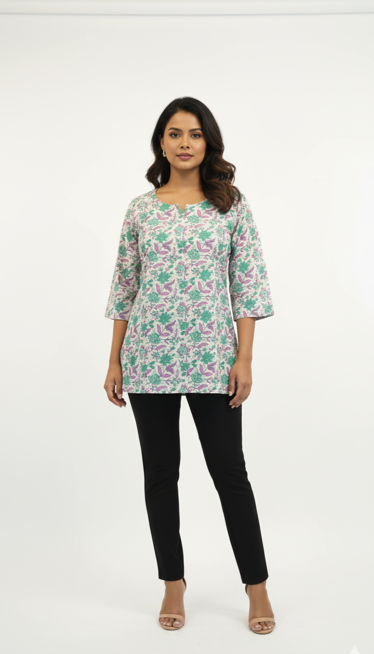 Pastel Floral Printed Kurti